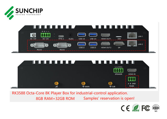 Android 13 Edge Computing Player Box RK3588 Industrial ARM Board 8K Octa Core Dual 1000M RS485 RS232 Medien-Player